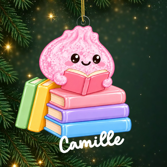 AmoureuxDesLivresEtDesRaviolis_CadeauPersonnalise OrnementEnAcryliquePourLesAmoureuxDesLivres