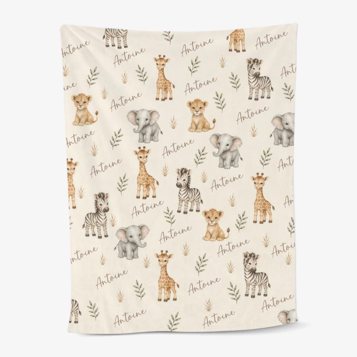 Animaux_De_Safari_Cadeau_Personnalise_ _Plaid_En_Polaire_Pour_Bebes