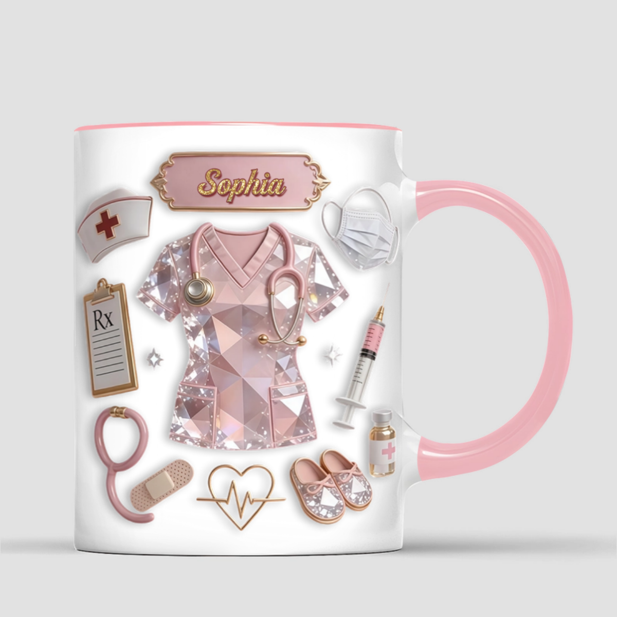 BlouseD_InfirmierePersonnaliseeEffet3D_CadeauPersonnaliseMugPourEtudianteEnSoinsInfirmiersEtPersonnelMedical