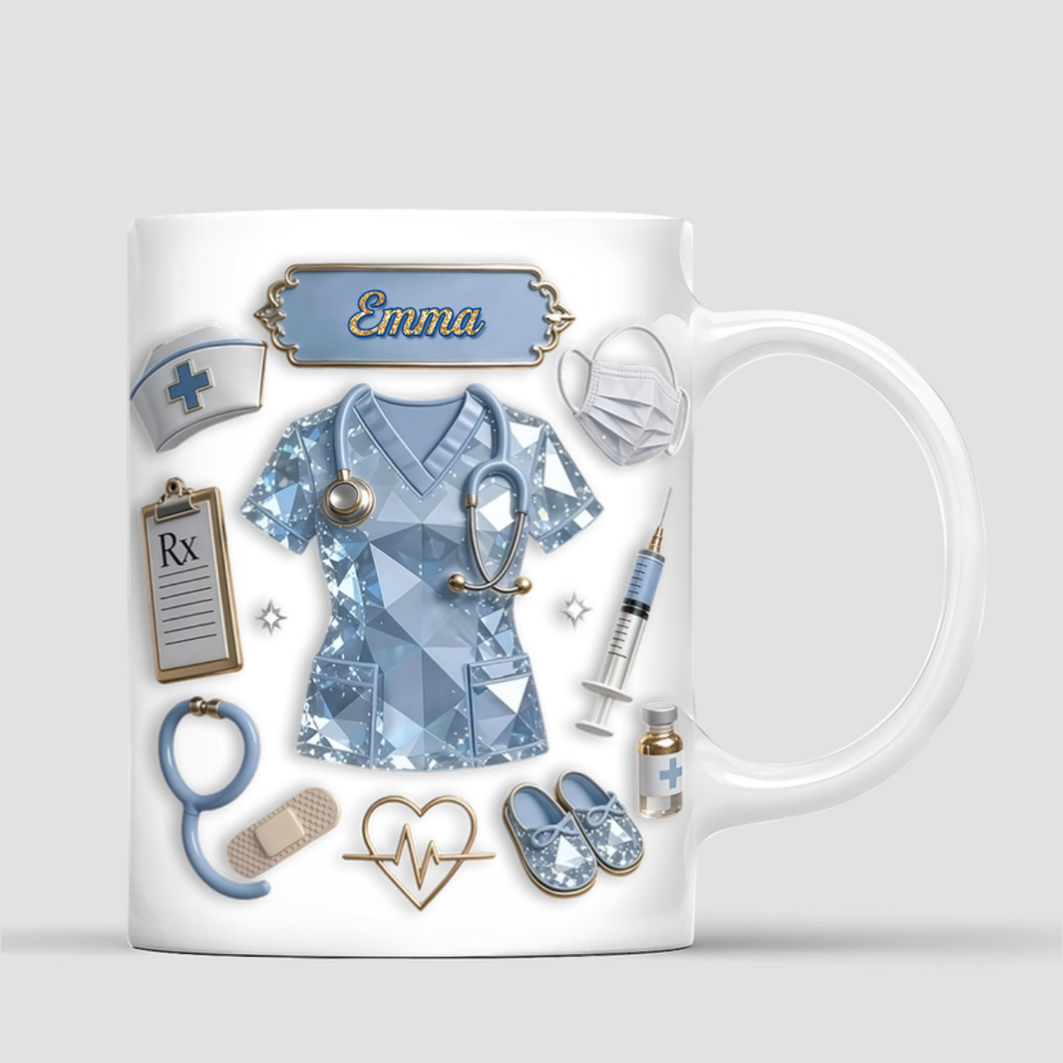 BlouseD_InfirmierePersonnaliseeEffet3D_CadeauPersonnaliseMugPourEtudianteEnSoinsInfirmiersEtPersonnelMedical_2