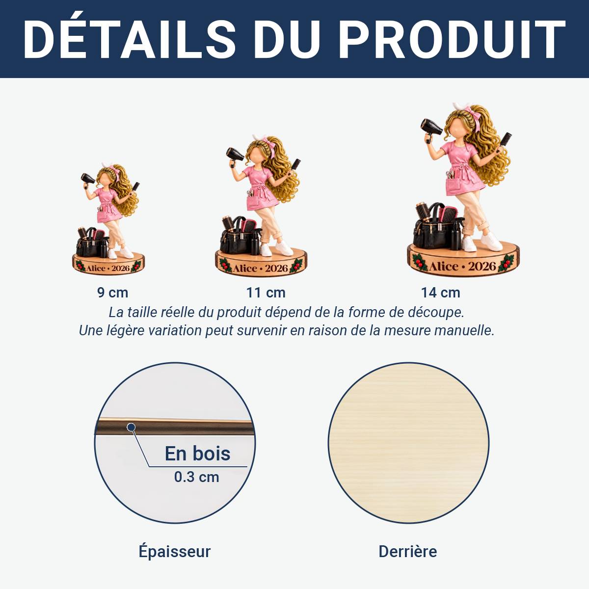 Coiffeur CadeauPersonnalise_OrnementEnBoisA1CouchePourCoiffeurs