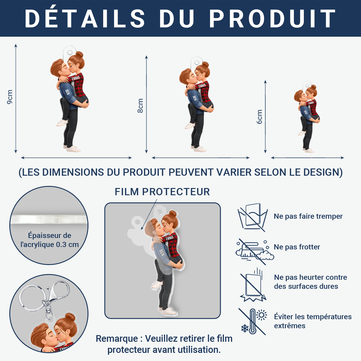 CoupleS_Embrassant_PorteCleAcryliquePersonnaliseCadeauPourCouples