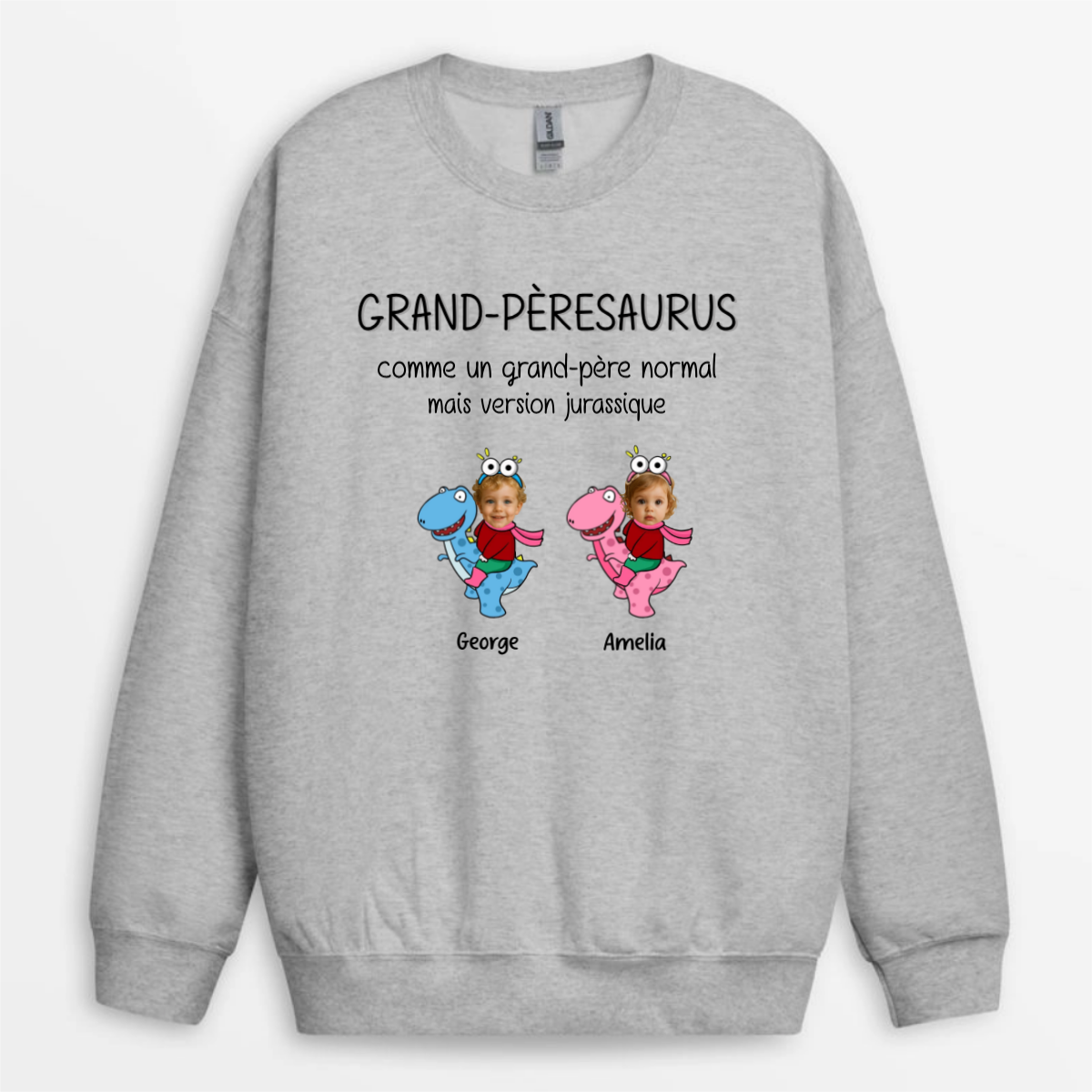 Daddysaurus_Grandpasaurus_Dinosaure_Avec_Photos_Des_Enfants_Personnalisees_ _Cadeau_Personnalise_T Shirt_Pour_Papa_Et_Grand Pere_4_b182122d a70f 4b5a 87f3 2c536cc8daec