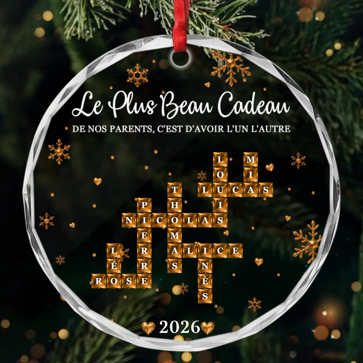 DecorationDeNoelMotsCroisesFreresEtSoeursLiesPourToujours CadeauPersonnaliseOrnementRondEnVerrePourFamille_1