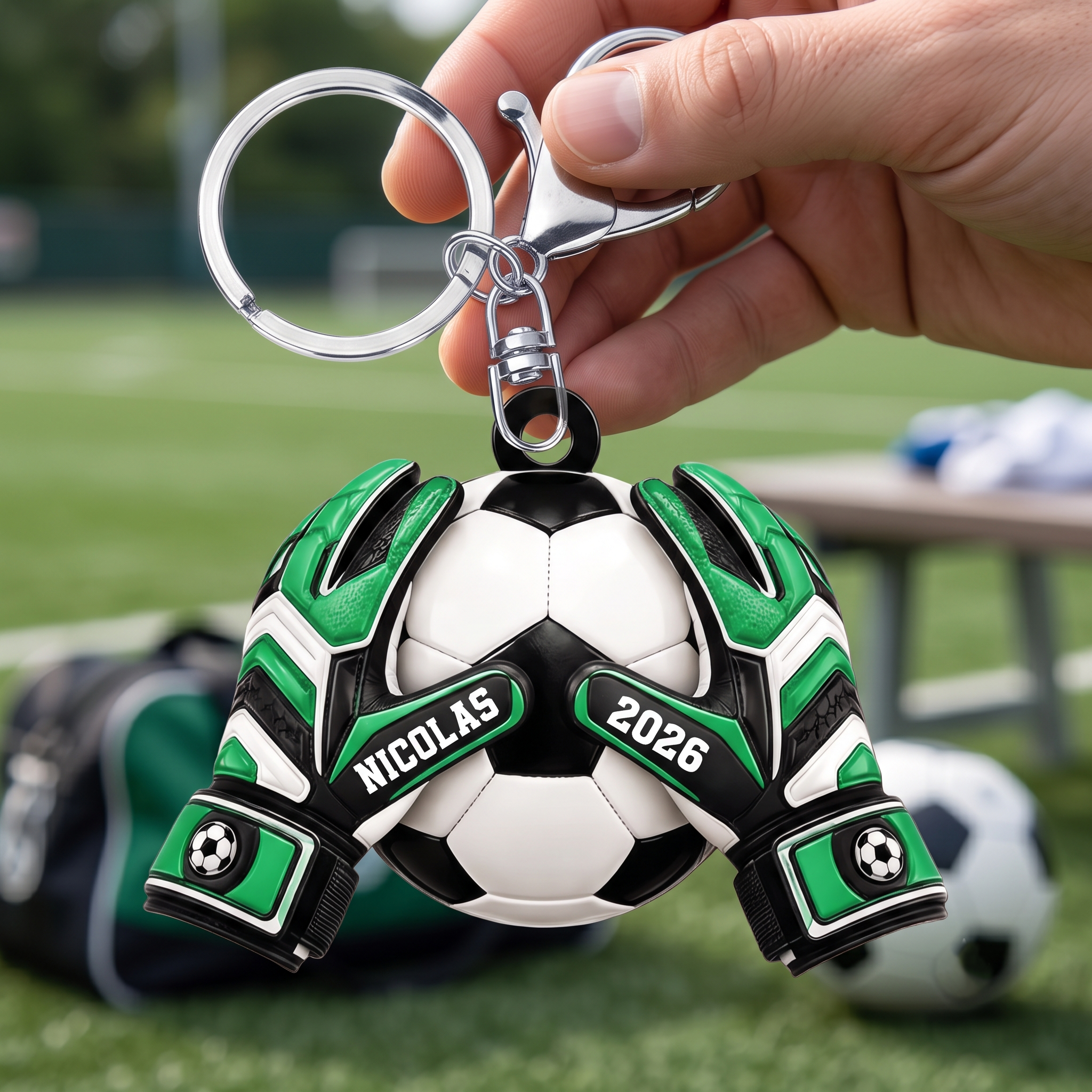 GantDeGardien_BallonDeFootball_CadeauPersonnalisePorte ClesEnAcryliquePourFootballeurs