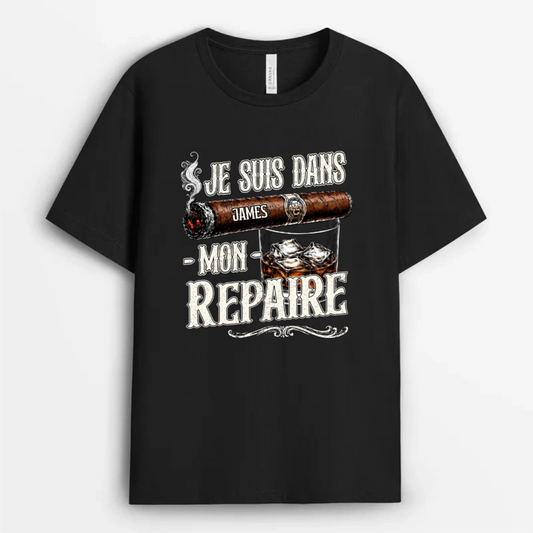 Je_Suis_Dans_Mon_Repaire_Cadeau_Personnalise_T Shirt_Pour_Papa_Papy_Amateur_De_Cigares