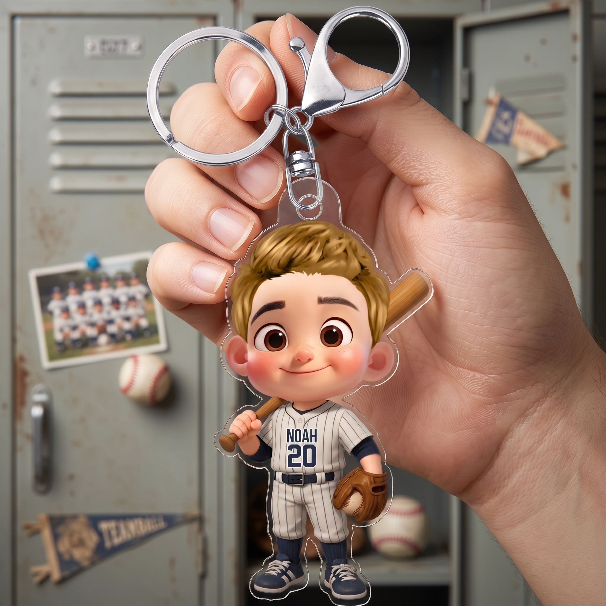 JoueurDeBaseballPersonnalise_CadeauPersonnalisePorte ClesEnAcryliquePourJoueursDeBaseball
