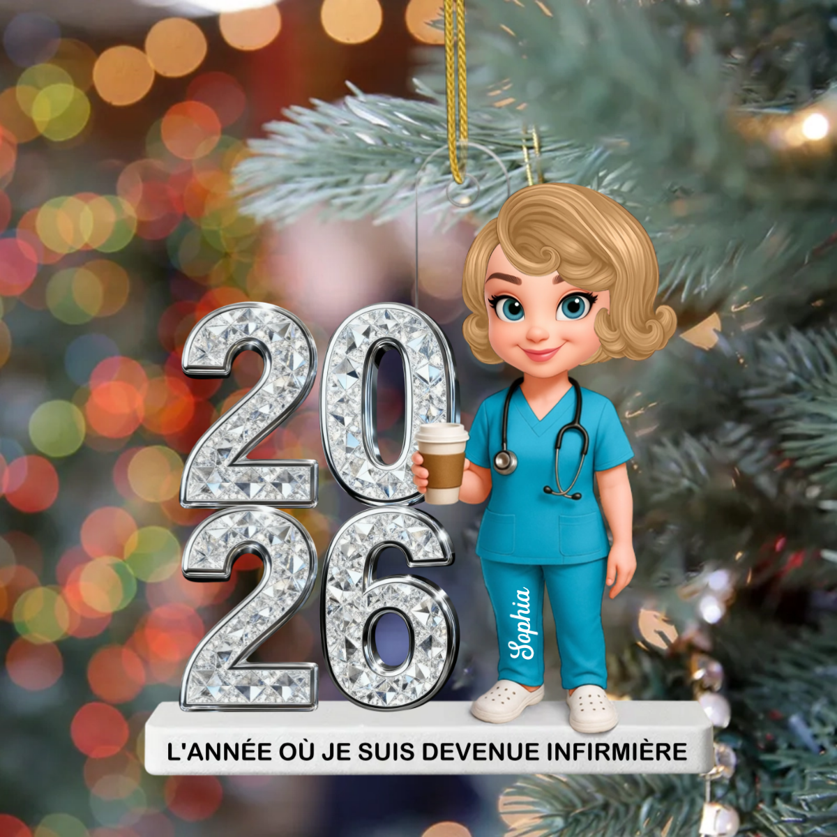 L_AnneeOuJeSuisDevenueInfirmiere_CadeauPersonnaliseOrnementEnAcryliquePourInfirmieres_Diplomees
