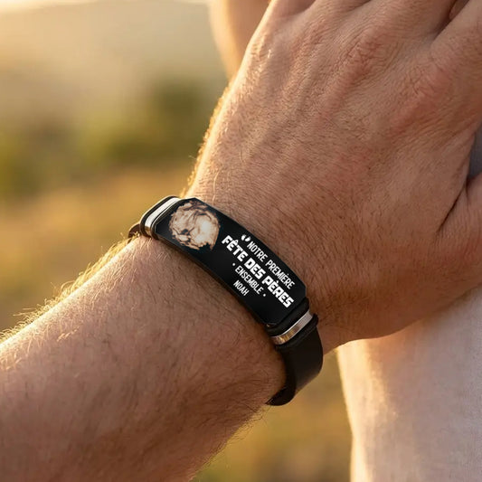 MaintenantTuPeuxMePorterAussi_Papa PhotoEchographie CadeauPersonnaliseBraceletGravePourPapa_2