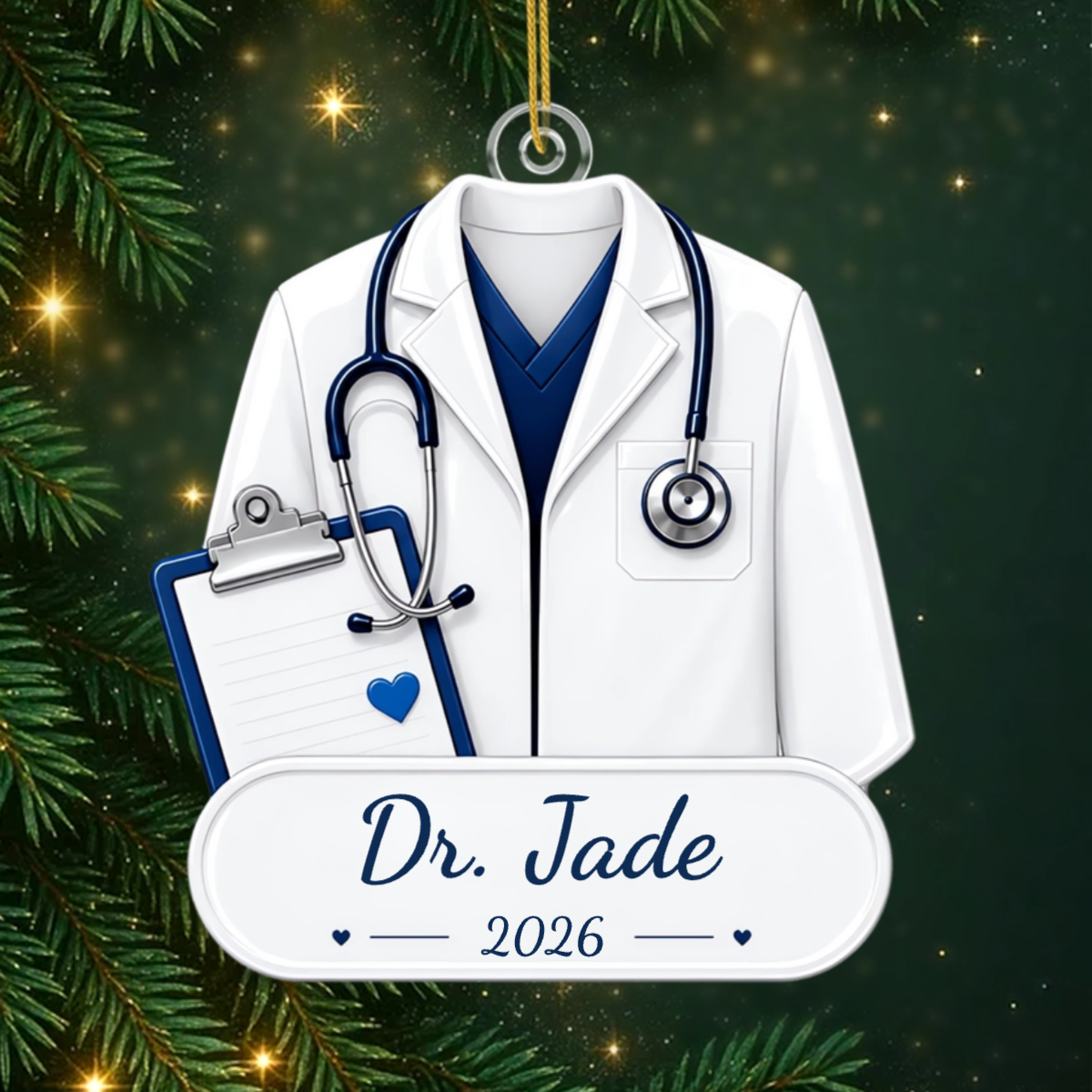 Medecin CadeauPersonnalise_OrnementDeNoelEnAcryliquePourMedecins7