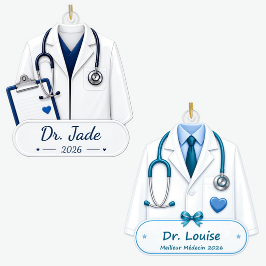 Medecin CadeauPersonnalise_OrnementDeNoelEnAcryliquePourMedecins8