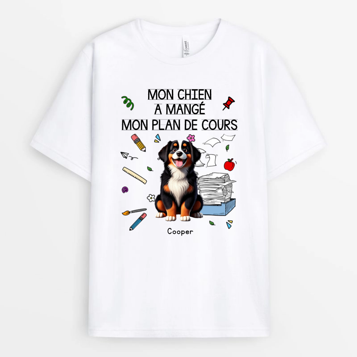 Mes_chiens_ont_mange_mon_plan_de_cours_Cadeau_Personnalise_T shirt_pour_Maitresse