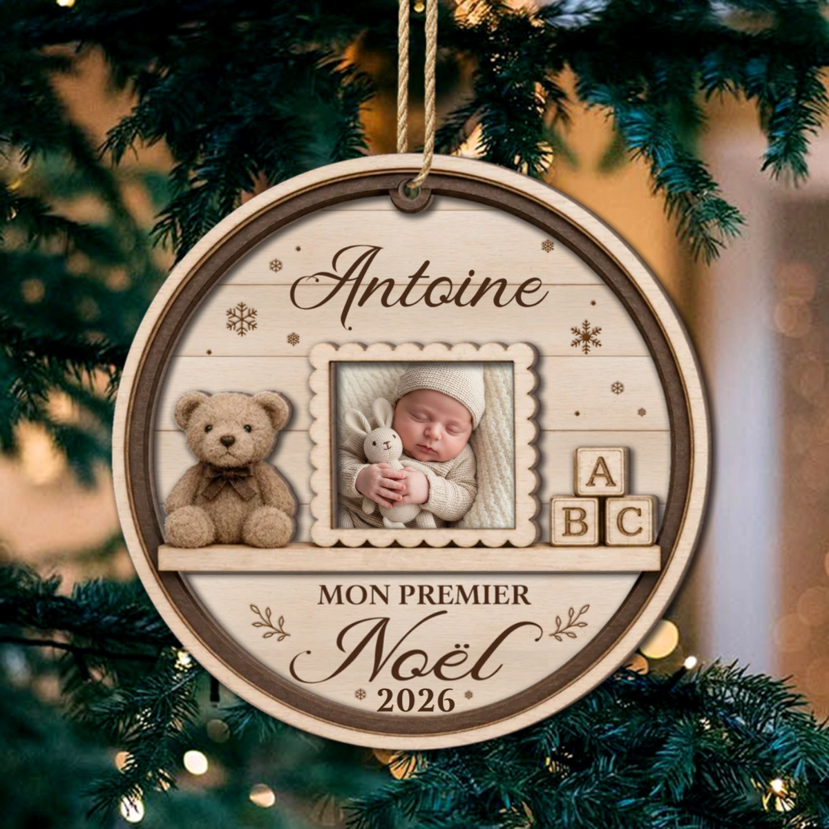 MonPremierNoelAvecPhoto_CadeauPersonnaliseOrnementEnBoisA2CouchesPourBebe_2