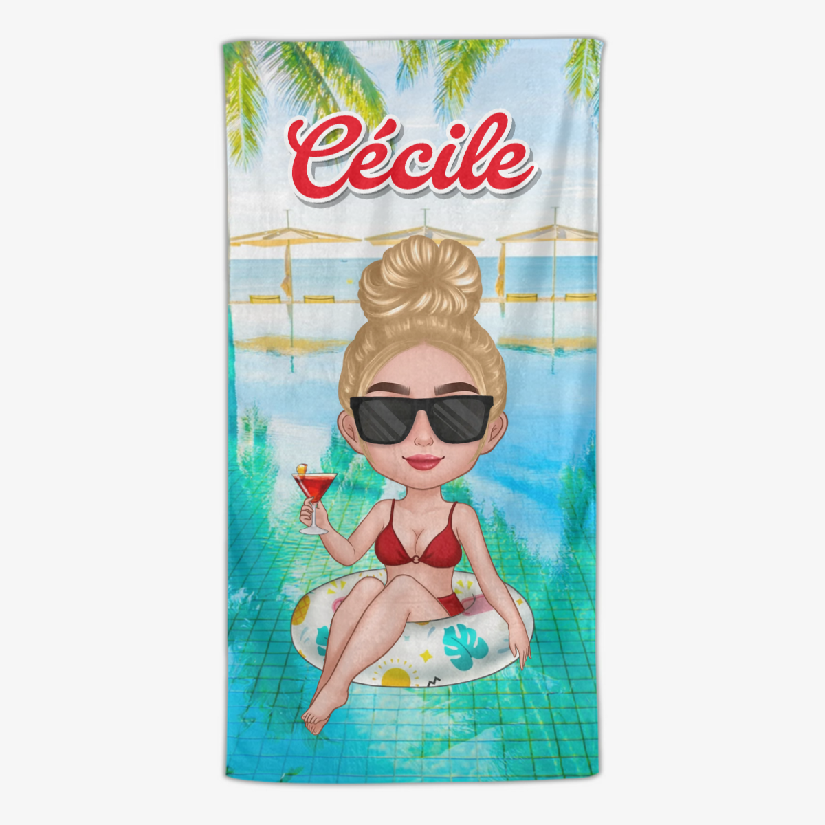 MotifFilleSurBouee CadeauD_etePersonnaliseServietteDePlagePourMeilleureAmie_3