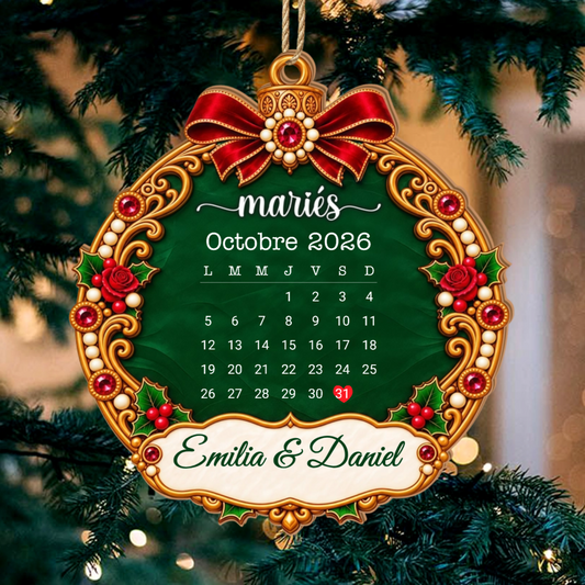 Notre_Date_De_Mariage_ _Cadeau_Personnalis_Ornement_En_Bois_1_Couche_Pour_Couples_Mari_s_8