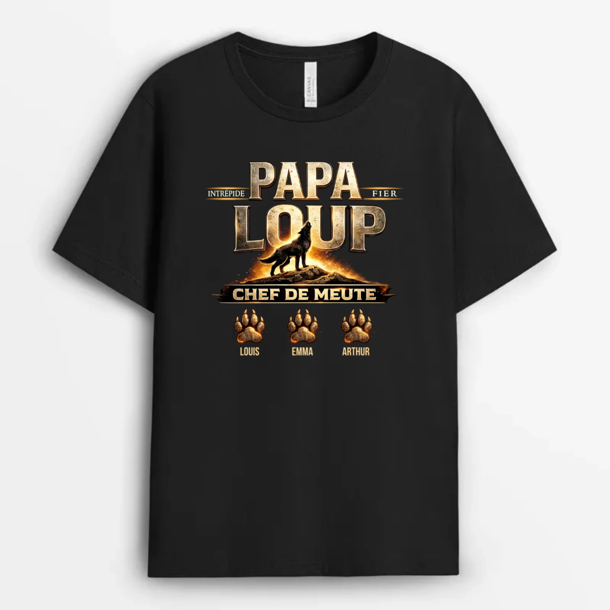 Papa_Wolf_Avec_Prenoms_Des_Enfants_ _Cadeau_Personnalise_T Shirt_Pour_Papa_Et_Grand Pere