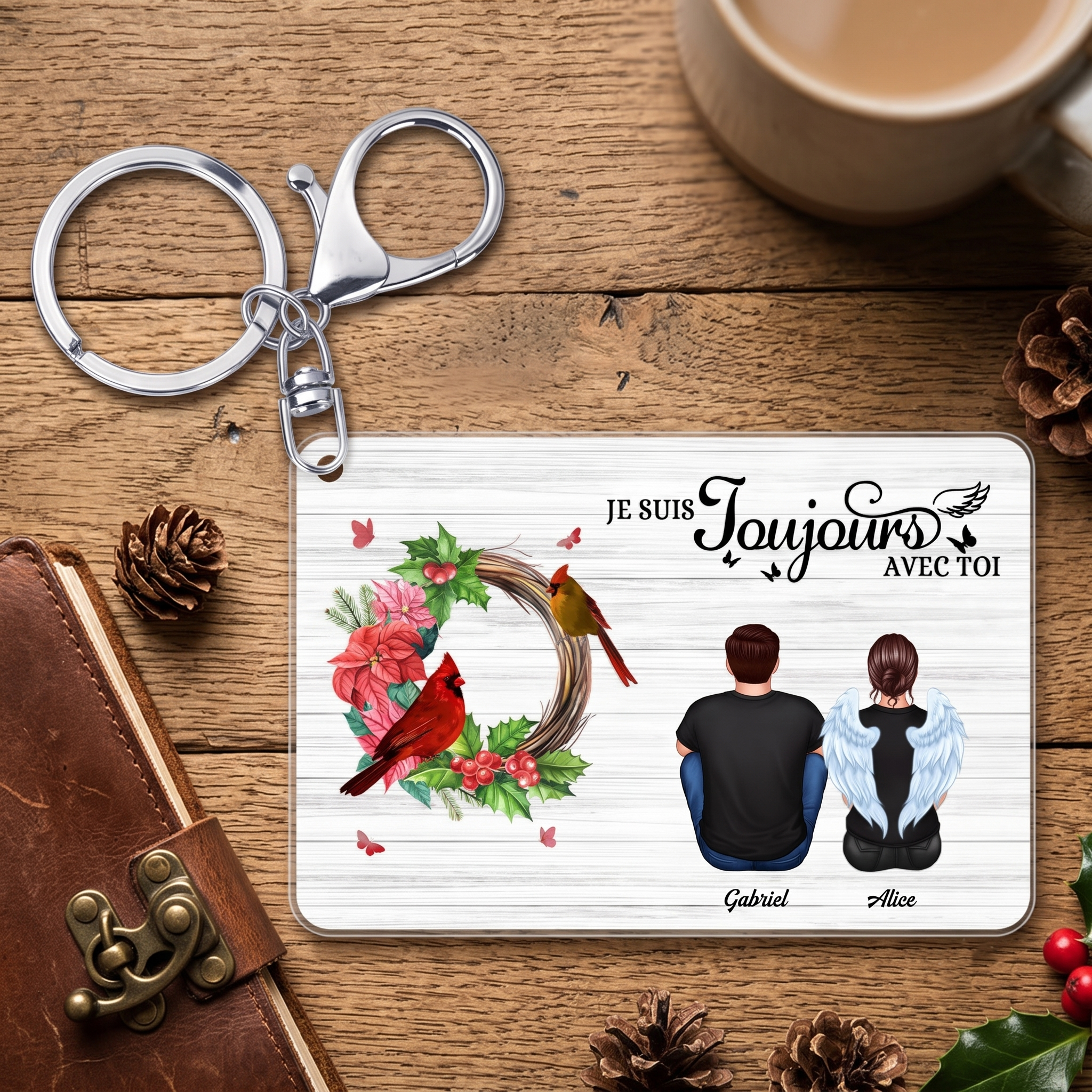 PapillonJeSuisToujoursAvecToiSouvenir_CadeauPersonnalisePorte ClesAcryliquePourLaFamille