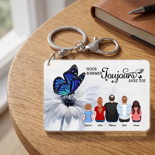 PapillonJeSuisToujoursAvecToiSouvenir_CadeauPersonnalisePorte ClesAcryliquePourLaFamille_2