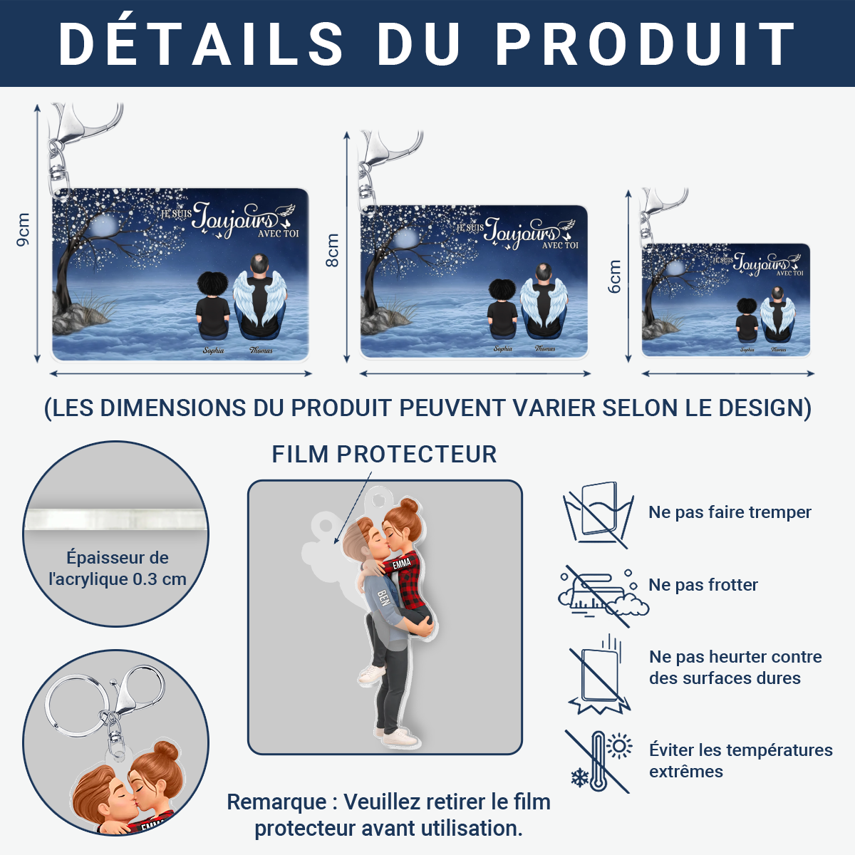 PapillonJeSuisToujoursAvecToiSouvenir_CadeauPersonnalisePorte ClesAcryliquePourLaFamille_3