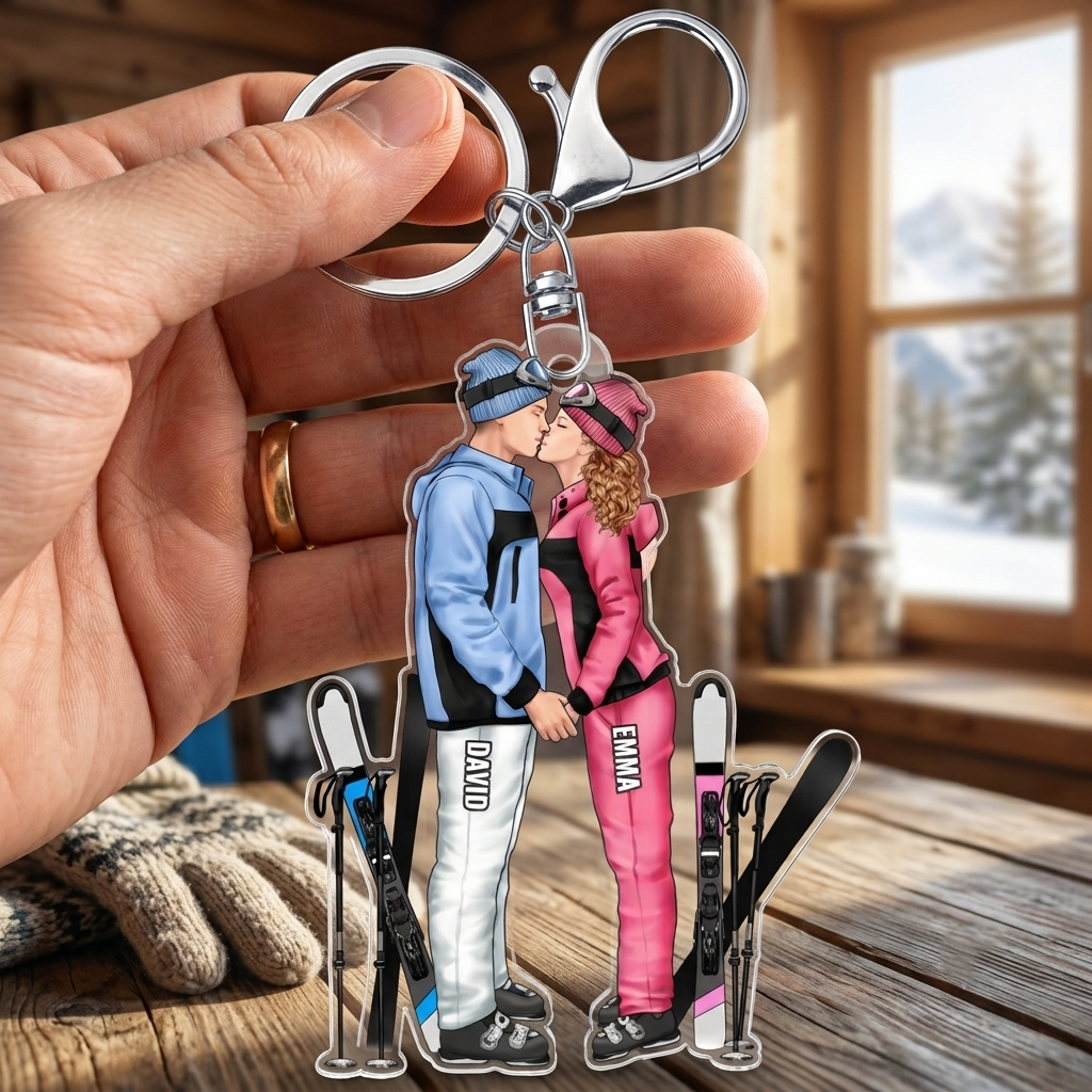 PartenairesDeSkiPourLaVie_CadeauPersonnalisePorte ClesEnAcryliquePourCouples