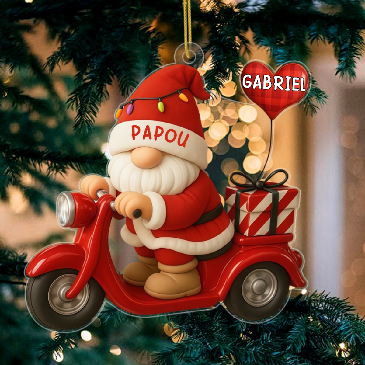 PereNoelEnScooter CadeauPersonnalise_OrnementDeNoelEnAcryliquePourPapou1