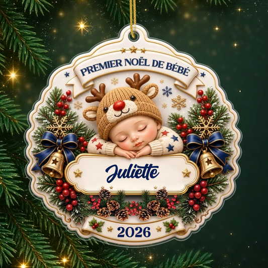 PetitPatriote CadeauPersonnalise_OrnementAcryliqueDuPremierNoelPourNouveauxParents1