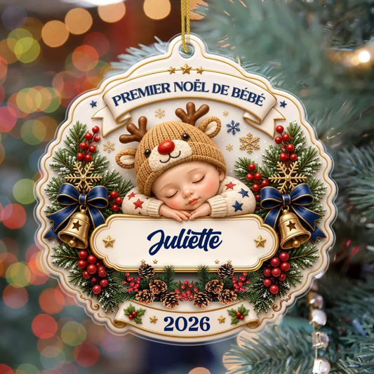 PetitPatriote CadeauPersonnalise_OrnementAcryliqueDuPremierNoelPourNouveauxParents2