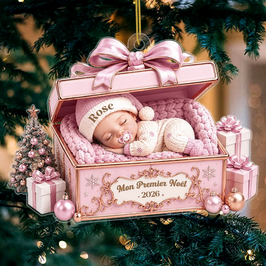 PetitTresorDeNoel CadeauPersonnalise_DecorationDeNoelEnAcryliquePourLePremierNoelDesJeunesParents2