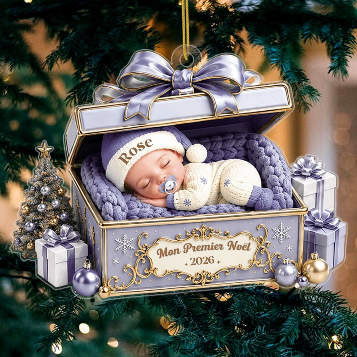 PetitTresorDeNoel CadeauPersonnalise_DecorationDeNoelEnAcryliquePourLePremierNoelDesJeunesParents4