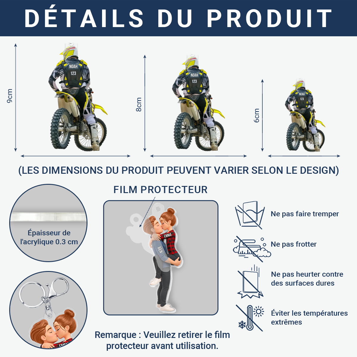 PiloteDeMotocrossAvecNom_NumeroPersonnalises_CadeauPersonnalisePorte ClesEnAcryliquePourFansDeMotocross_3