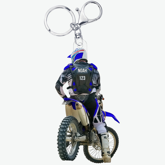 Pilote_De_Motocross_Avec_Nom_Num_ro_Personnalis_s_Cadeau_Personnalis_Porte Cl_s_En_Acrylique_Pour_Fans_De_Motocross