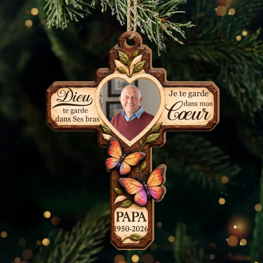 PourToujoursDansNosCoeurs_CadeauPersonnalise OrnementEnBoisA1CouchePourUnEtreCher1