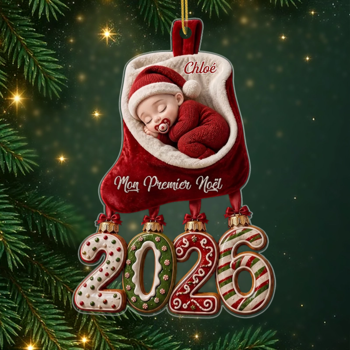 PremierNoelDeBebe CadeauPersonnalise_OrnementDeNoelEnAcryliquePourJeunesParents1
