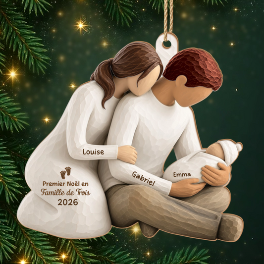 Premier_Noel_De_Bebe_ _Cadeau_Personnalise_Ornement_En_Bois_A_1_Couche_Pour_Familles_1