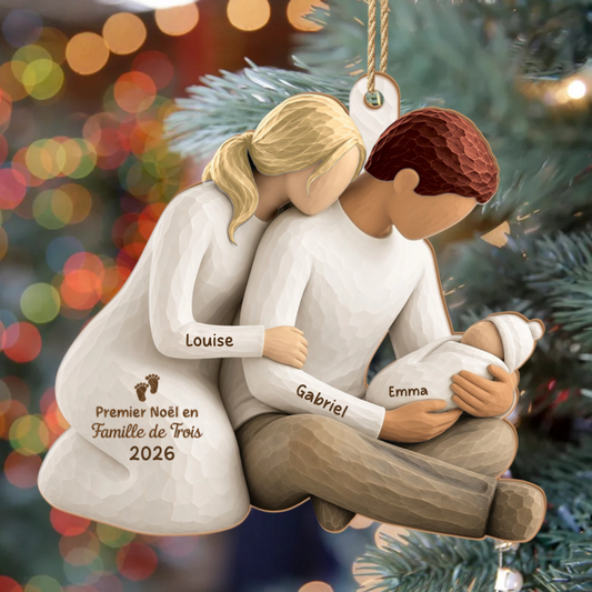 Premier_Noel_De_Bebe_ _Cadeau_Personnalise_Ornement_En_Bois_A_1_Couche_Pour_Familles_2