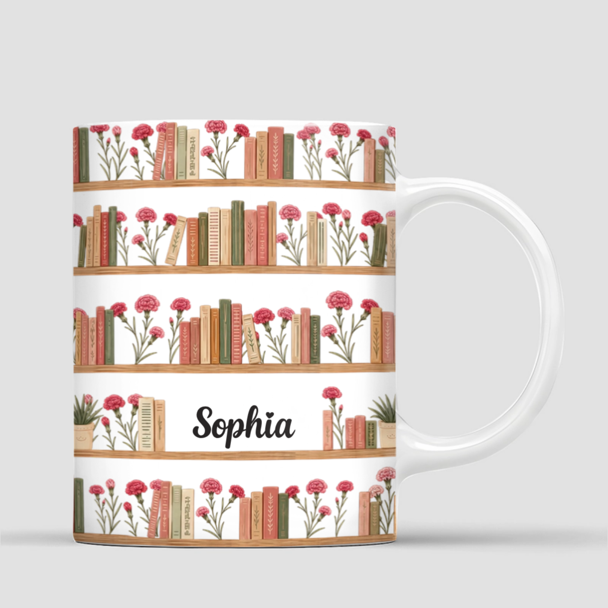 PrenomFleurDeNaissanceBibliotheque_CadeauPersonnaliseMugPourLectrices_Femmes