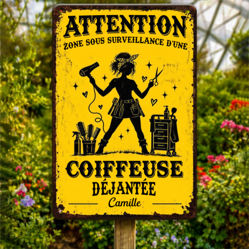 Attention_Zone_Sous_Surveillance_D_une_Coiffeuse_D_jant_e_ _Cadeau_Personnalis_Plaque_En_M_tal_Pour_Coiffeuses_1