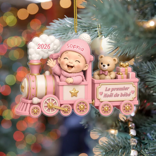 BebeDansUnPetitTrainJouetPourSonPremierNoel_CadeauPersonnaliseOrnementEnAcryliquePourNouveau Ne_14