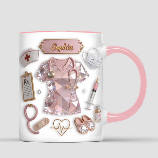 BlouseD_InfirmierePersonnaliseeEffet3D_CadeauPersonnaliseMugPourEtudianteEnSoinsInfirmiersEtPersonnelMedical