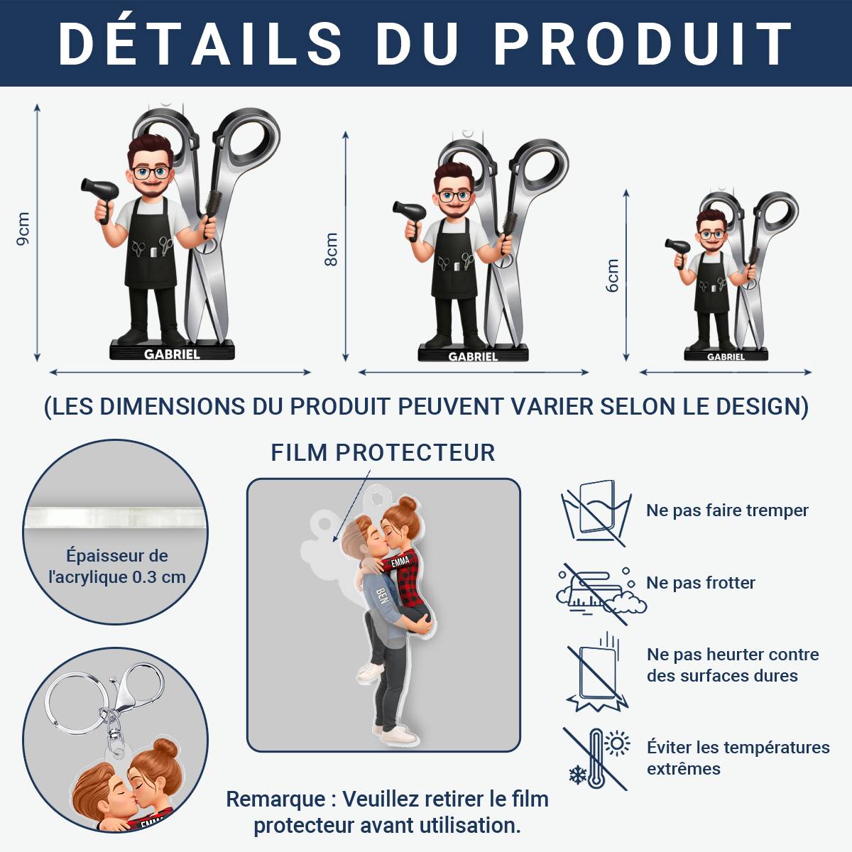 Coiffeuse_ _Cadeau_Personnalis_Porte Cl_s_En_Acrylique_Pour_Coiffeuses