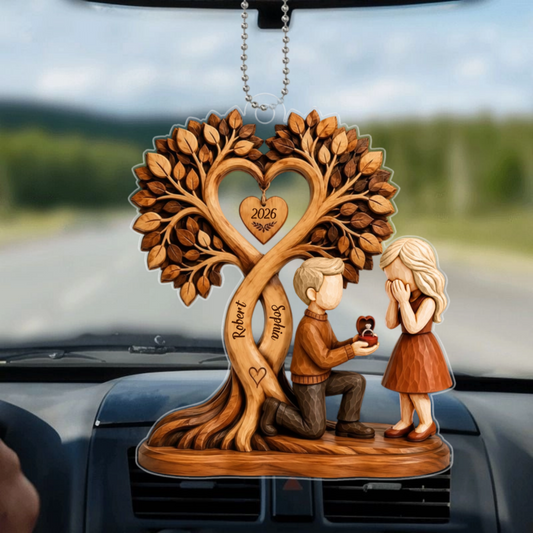 CoupleS_EmbrassantSousL_ArbreEnFormeDeCoeur_CadeauPersonnaliseOrnementEnAcryliquePourCouple