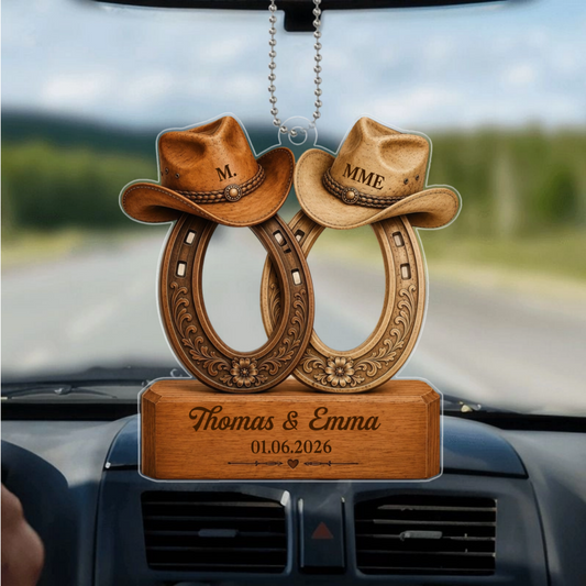 FerAChevalEtChapeauDeCowboy_CadeauPersonnaliseOrnementASuspendrePourCouples_6