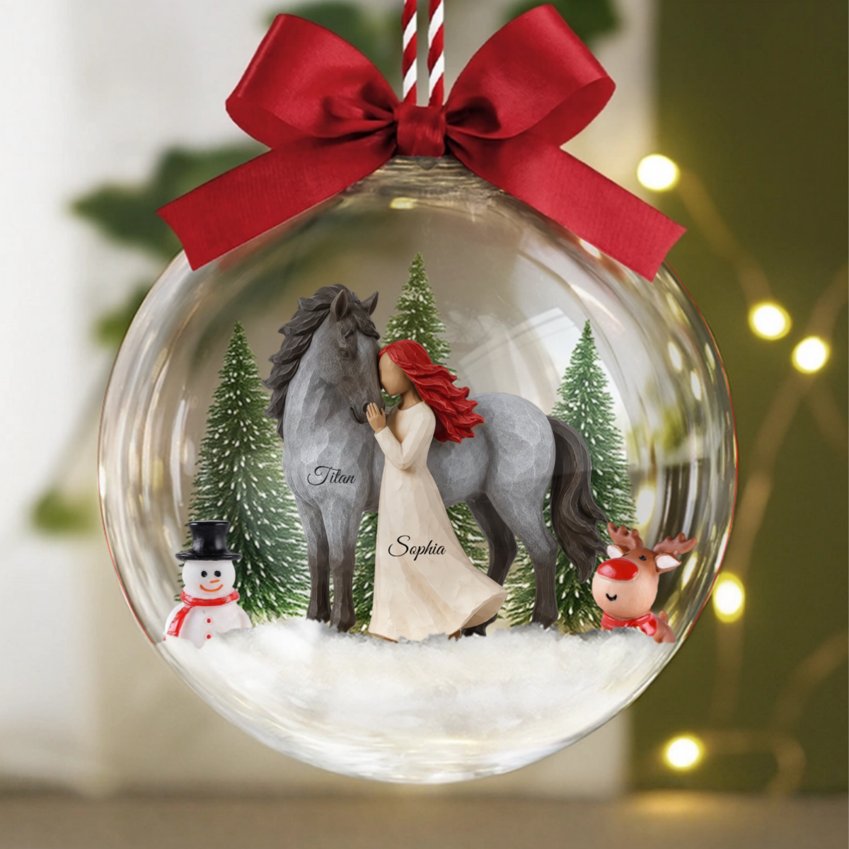 FilleAvecSonCheval_CadeauPersonnaliseBouleDeNoelPourPassionneesD_Equitation_2