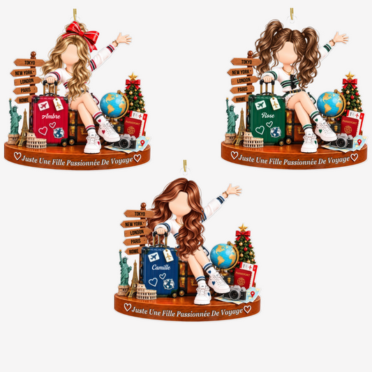 FillePassionneeDeVoyages_CadeauPersonnalise OrnementEnAcryliquePourLesAmoureusesDuVoyage2