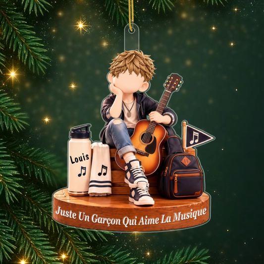 GarconPassionneDeMusique_CadeauPersonnalise OrnementEnAcryliquePourEtudiantsEnMusique