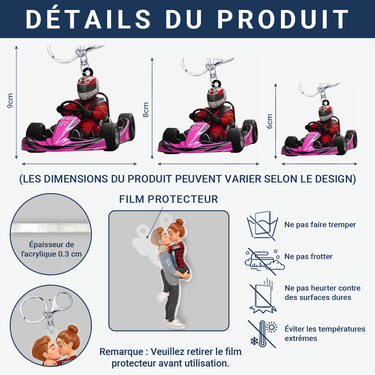 Go_Kart_Racing_Cadeau_Personnalis_Porte Cl_s_En_Acrylique_Pour_Les_Fans_De_Course