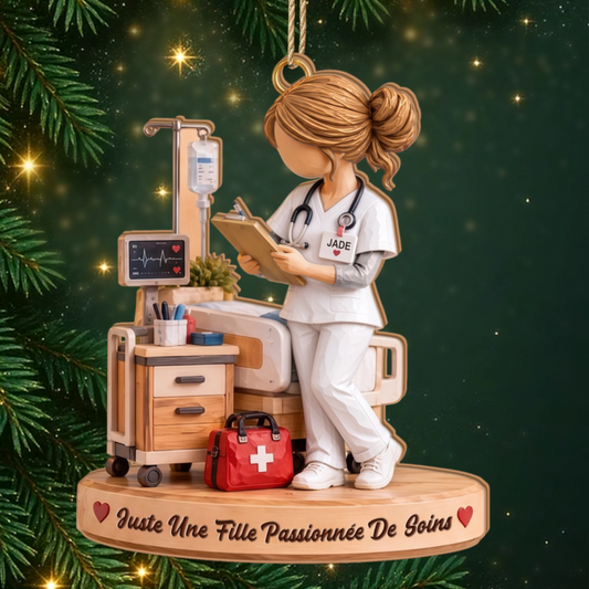 Infirmiere CadeauPersonnalise_OrnementDeNoelEnBoisA1CouchePourInfirmieres1