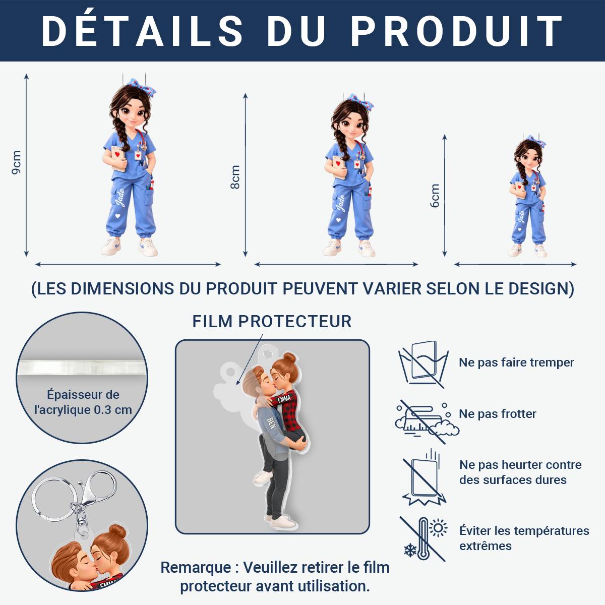 Infirmiere CadeauPersonnalise_Porte ClesEnAcryliquePourInfirmieres