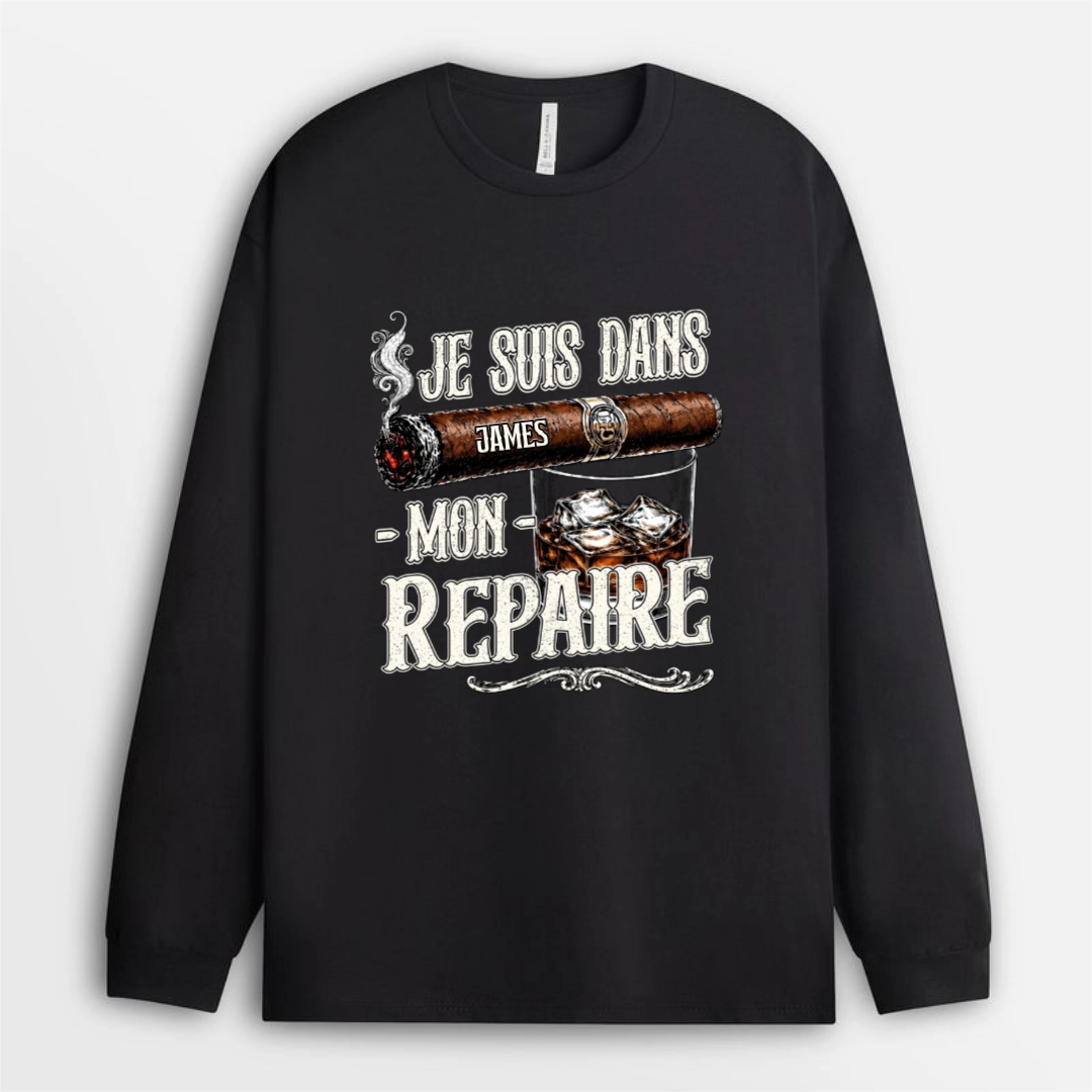 Je_Suis_Dans_Mon_Repaire_Cadeau_Personnalise_T Shirt_Pour_Papa_Papy_Amateur_De_Cigares_3
