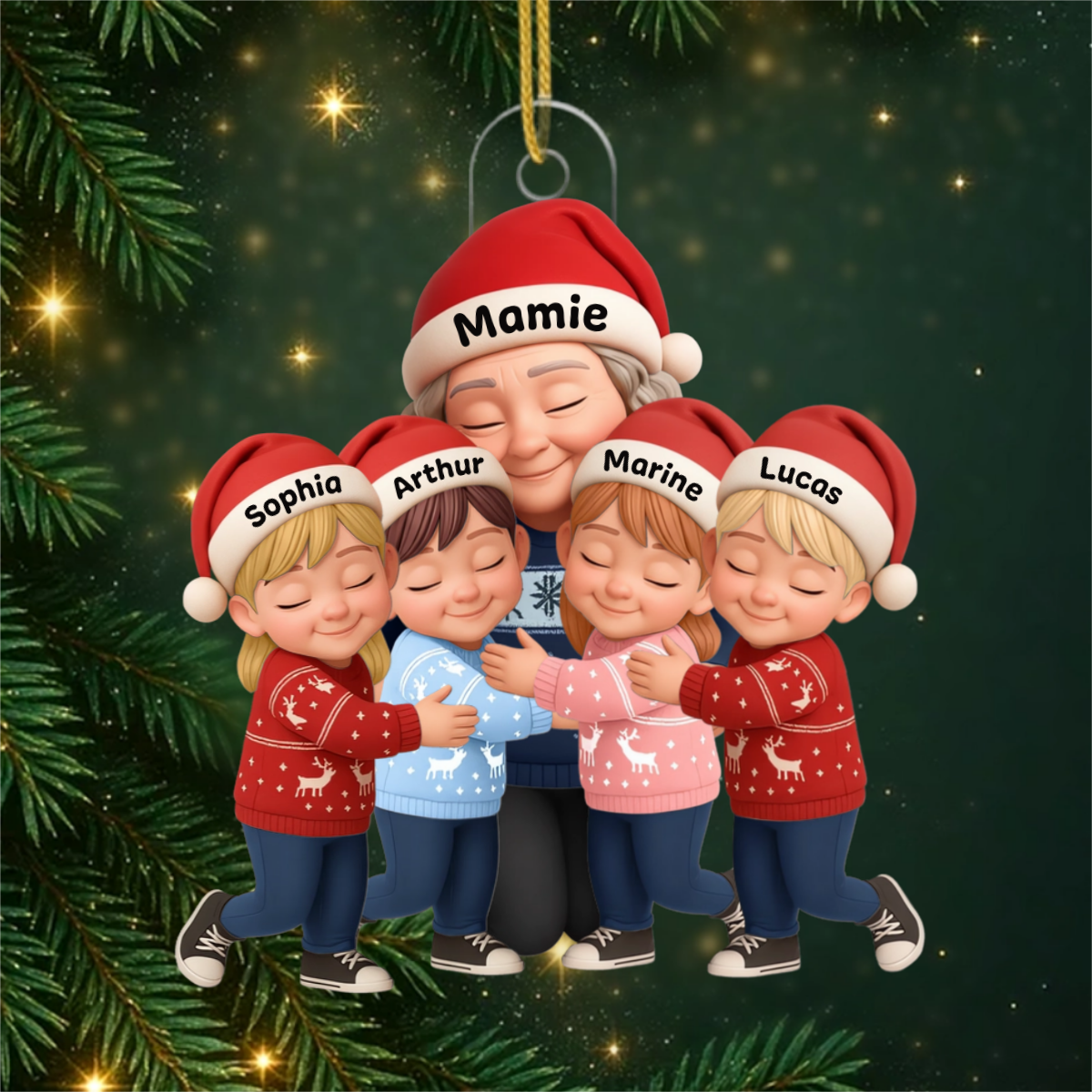 MamieCalineSesPetits Enfants_CadeauPersonnaliseOrnementEnAcryliquePourMamie_2